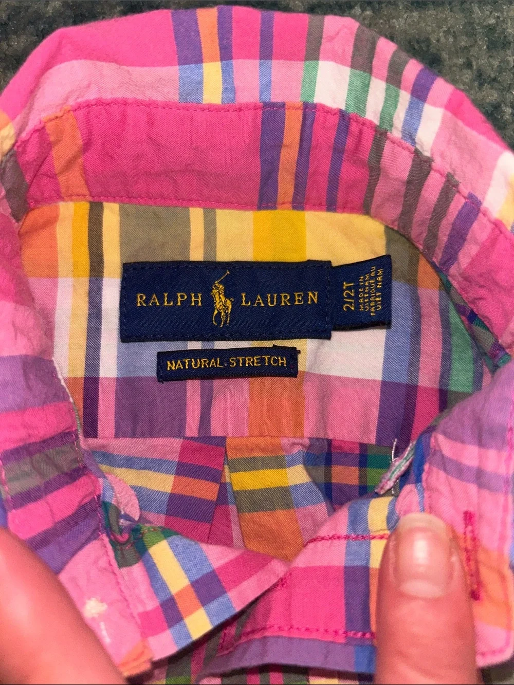 Ralph Lauren Pink Multicolor Plaid Button-Down Shirt for Kids
